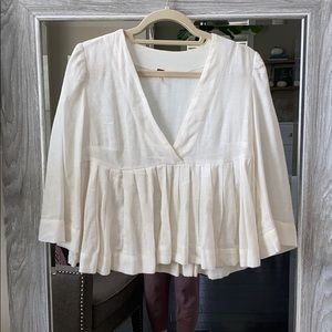 Free people v neck cream peplum blouse small